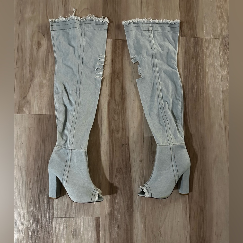 Denim Heeled Boots